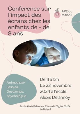 affiche de la conférence organisée par l'APE dans le cadre des portes ouvertes 2024 de l'école